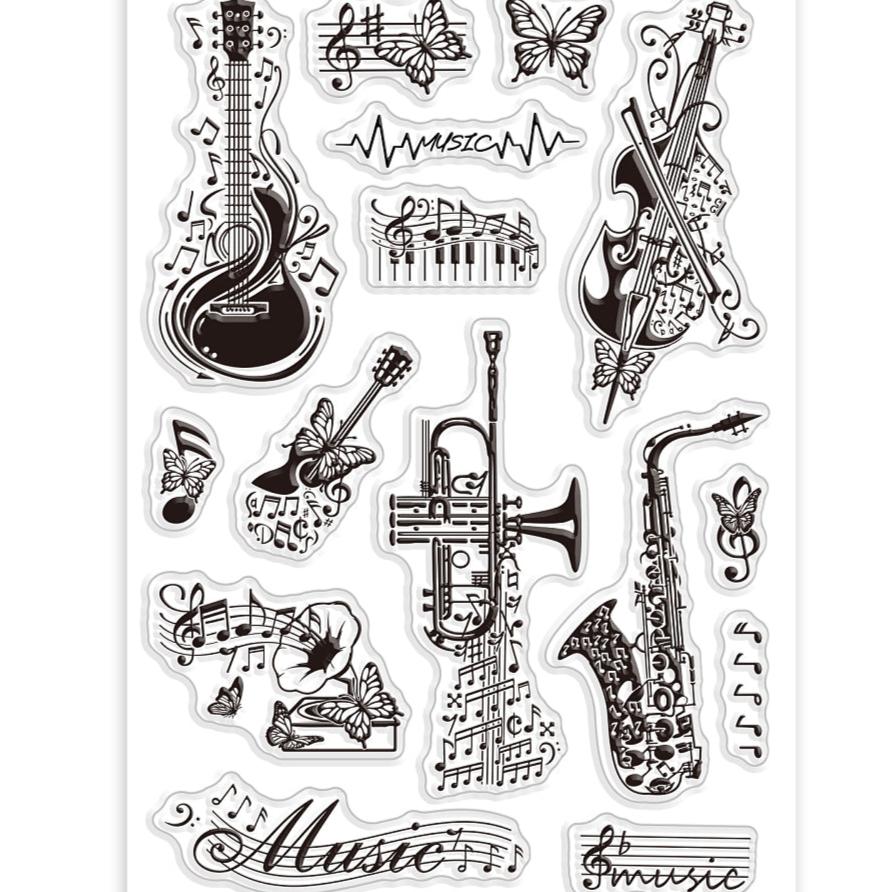 Musical Instrument Silicone Clear Stamps