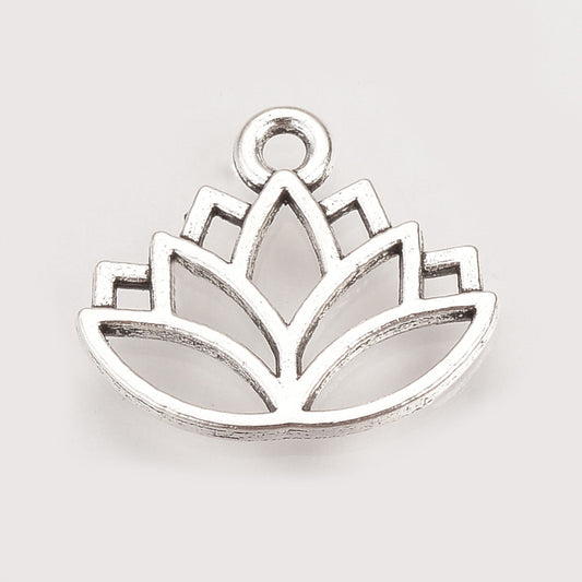 Silver Lotus Flower Charm