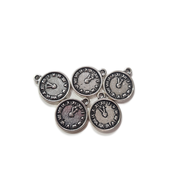 Silver Mini Clock Charm