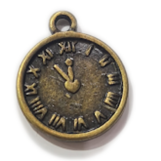 Bronze Mini Clock Charm