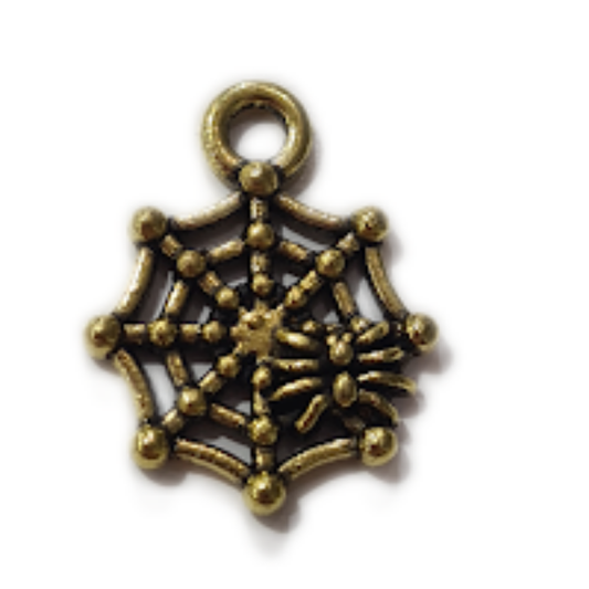 Dark Gold Spider Web & Spider Charm