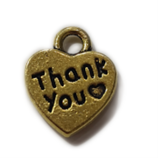 Gold Heart Thank You Charm