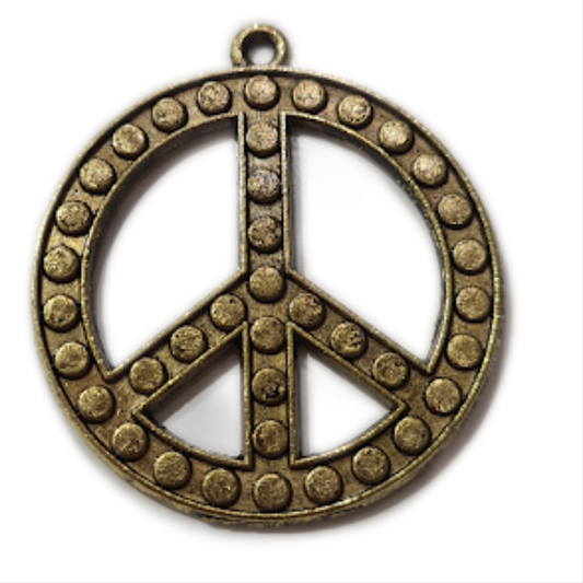 Dark Gold Peace Sign Charm Pendant