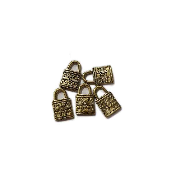 Gold Patterned Padlock Charm