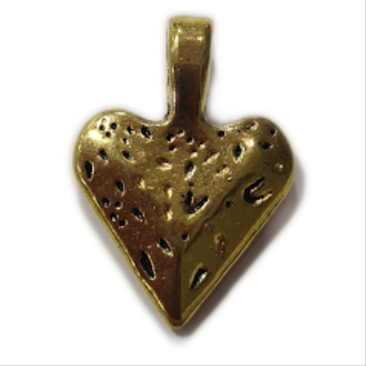 Dark Gold Heart Pendant Charm