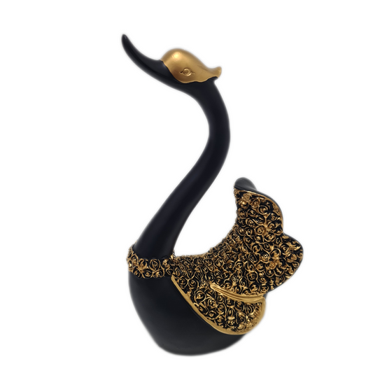 Black and Gold Resin Swan Statue