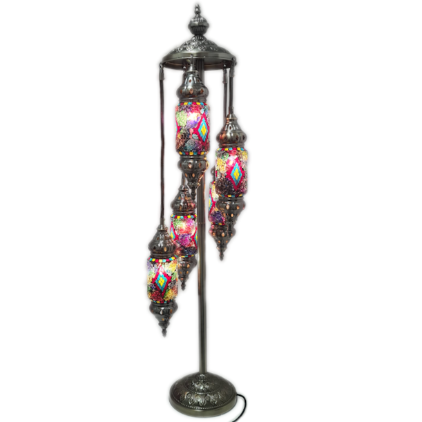 5 Globe Column Hanging Turkish Mosaic Lamp - TL33