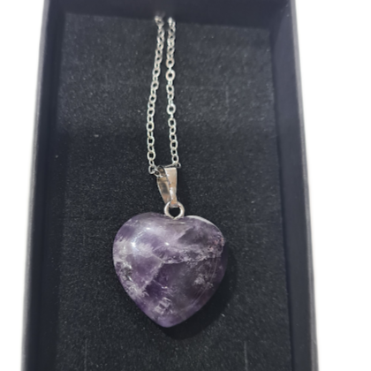 Natural Amethyst Heart Necklace