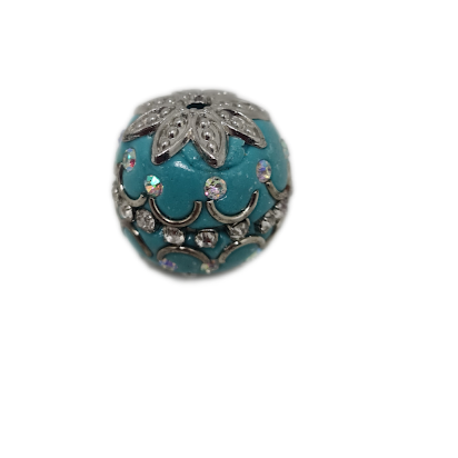 2pc Blue & Silver Sparkly Kashmiri Beads