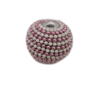 13pc  White & Pink Beaded Kashmiri Beads