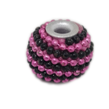 15pc Pink & Black Beaded Kashmiri Beads