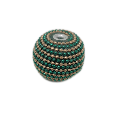 3pc Green & Gold Beaded Kashmiri Beads