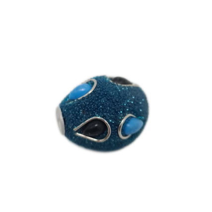 3pc Blue Kashmiri Beads With Blue & Black Beads