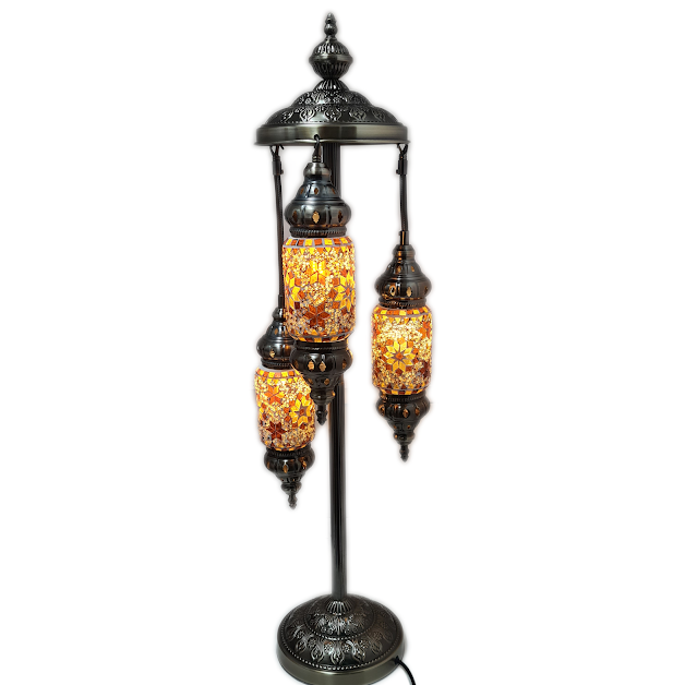 3 Globe Column Hanging Turkish Mosaic Lamp - TL32