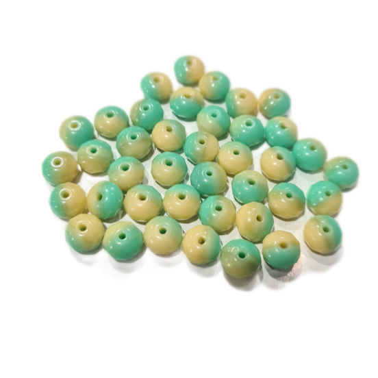 20pc Czech Turquoise/Beige Donut Beads