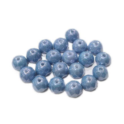 20pc Czech Shiny Blue Rondelle Beads