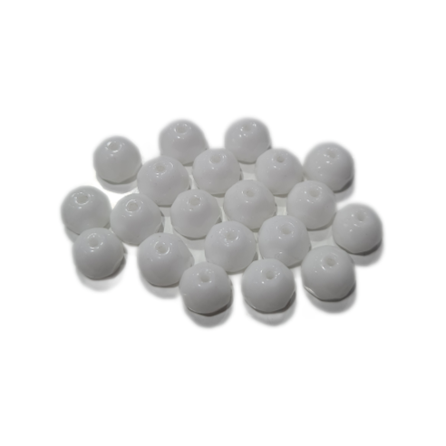 20pc Czech White Rondelle Beads