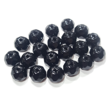 20pc Czech Black Rondelle Beads