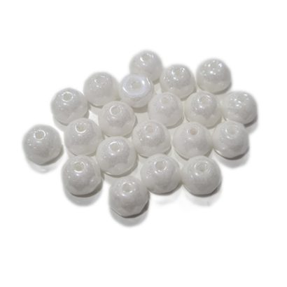 20pc Czech Shiny White Rondelle Beads