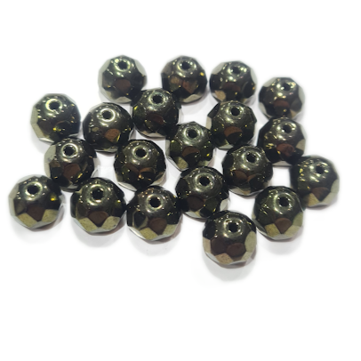 20pc Czech Black/Gold Rondelle Beads