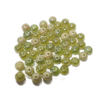 25pc Small Czech Green Donut Beads