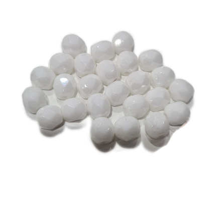 25pc Small Czech White Rondelle Beads