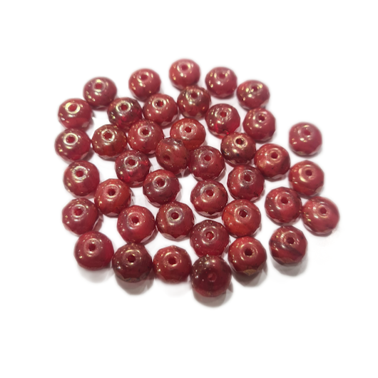 20pc Czech Dark Red/ Black Donut Beads