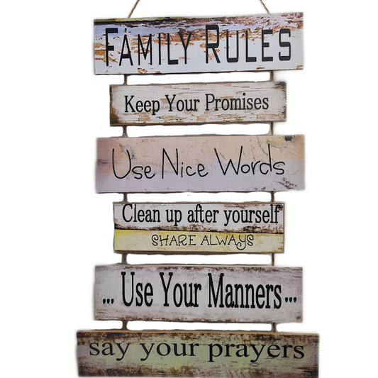 Family Rules Hanging Sign