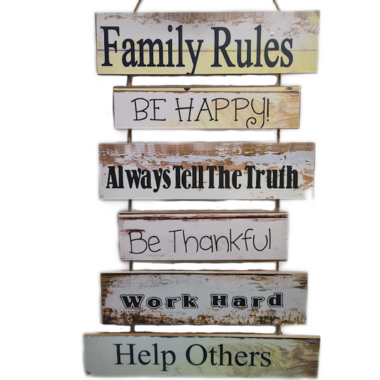 Family Rules Hanging Sign