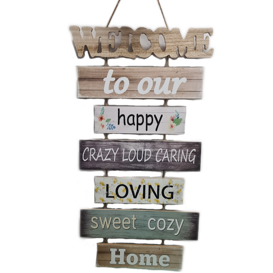 Welcome to our happy home sign