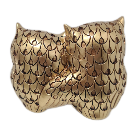 Gold Owl Family Statue