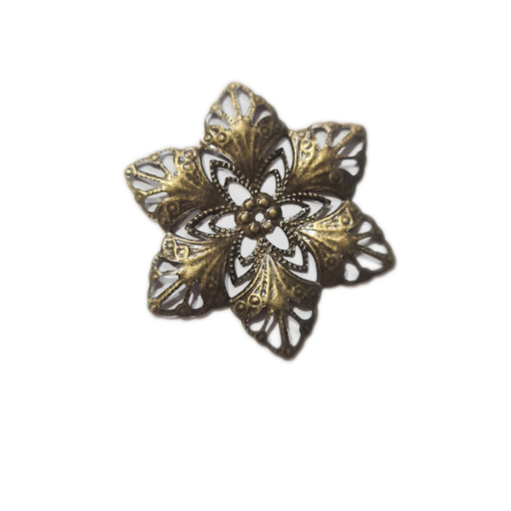 5pc Large Bronze Flower Filigree Stamping