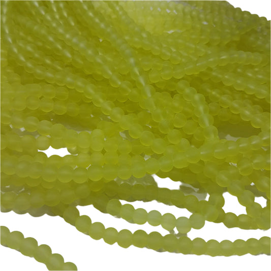 6mm Green Yellow Frosted Glass Beads