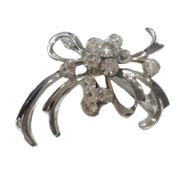 Silver Floral Brooch On Vines