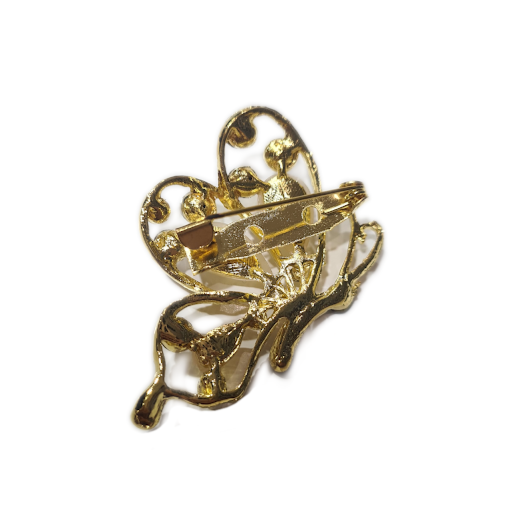 Gold Pearl Butterfly Brooch