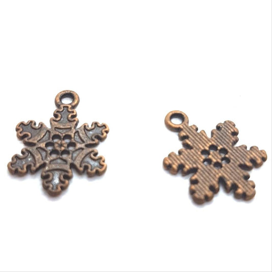 Antique Copper Snowflake Charm