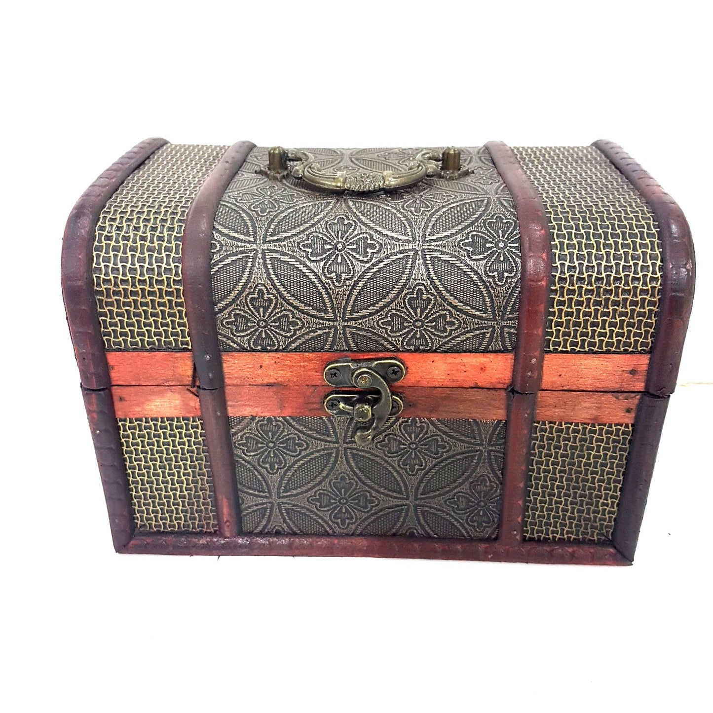 Medium Wooden Circles & Flowers Treasure Chest