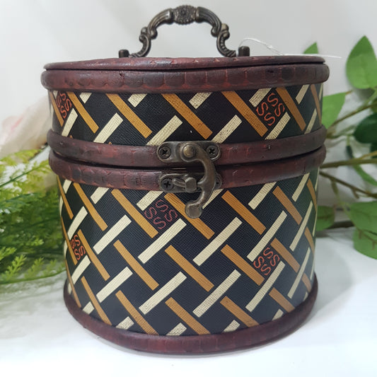 Weave Pattern Circular Wooden Box