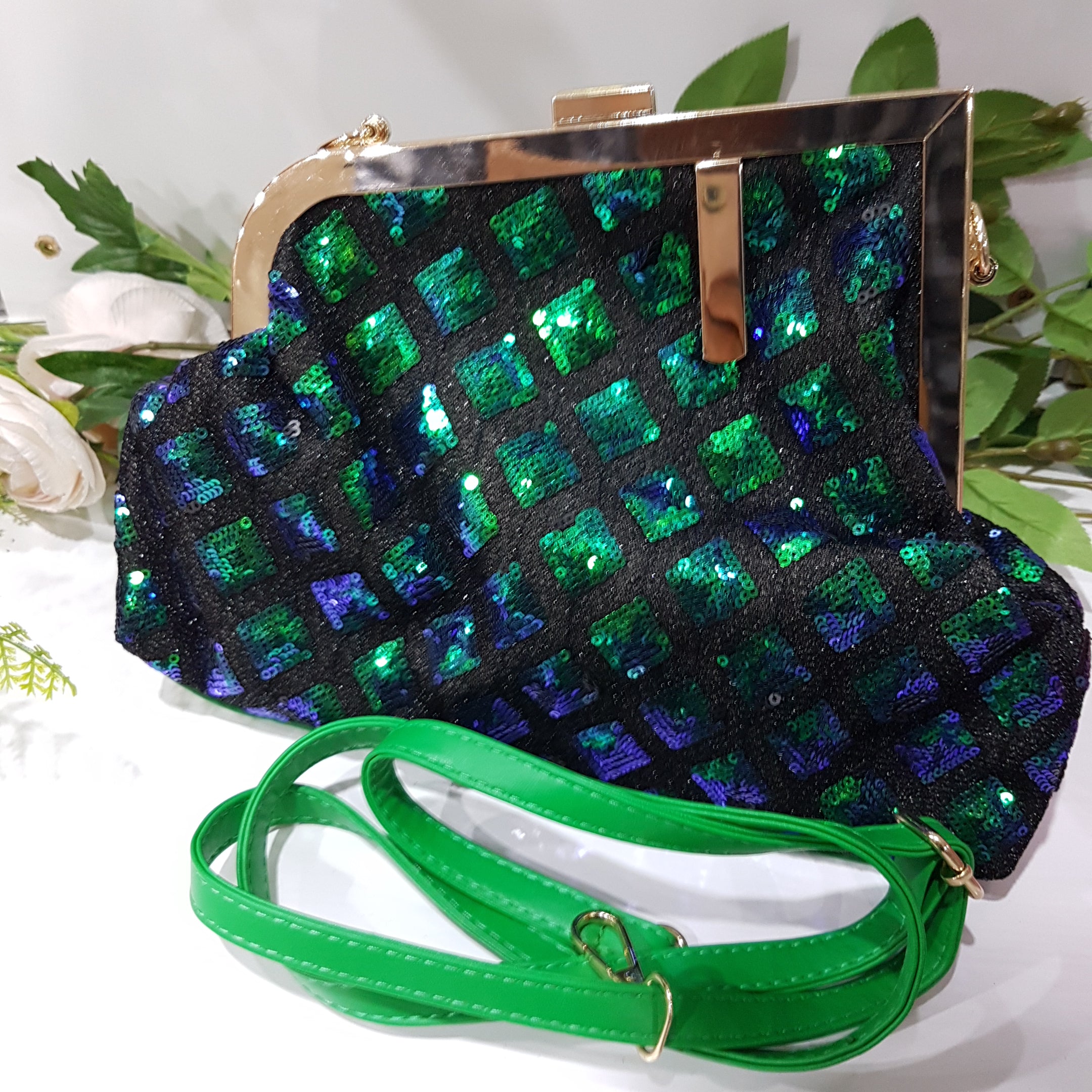 Dark Green Velvet Hard Case Box Clutch Evening Bags and Clutch Purses  Handbags with Shoulder Chain