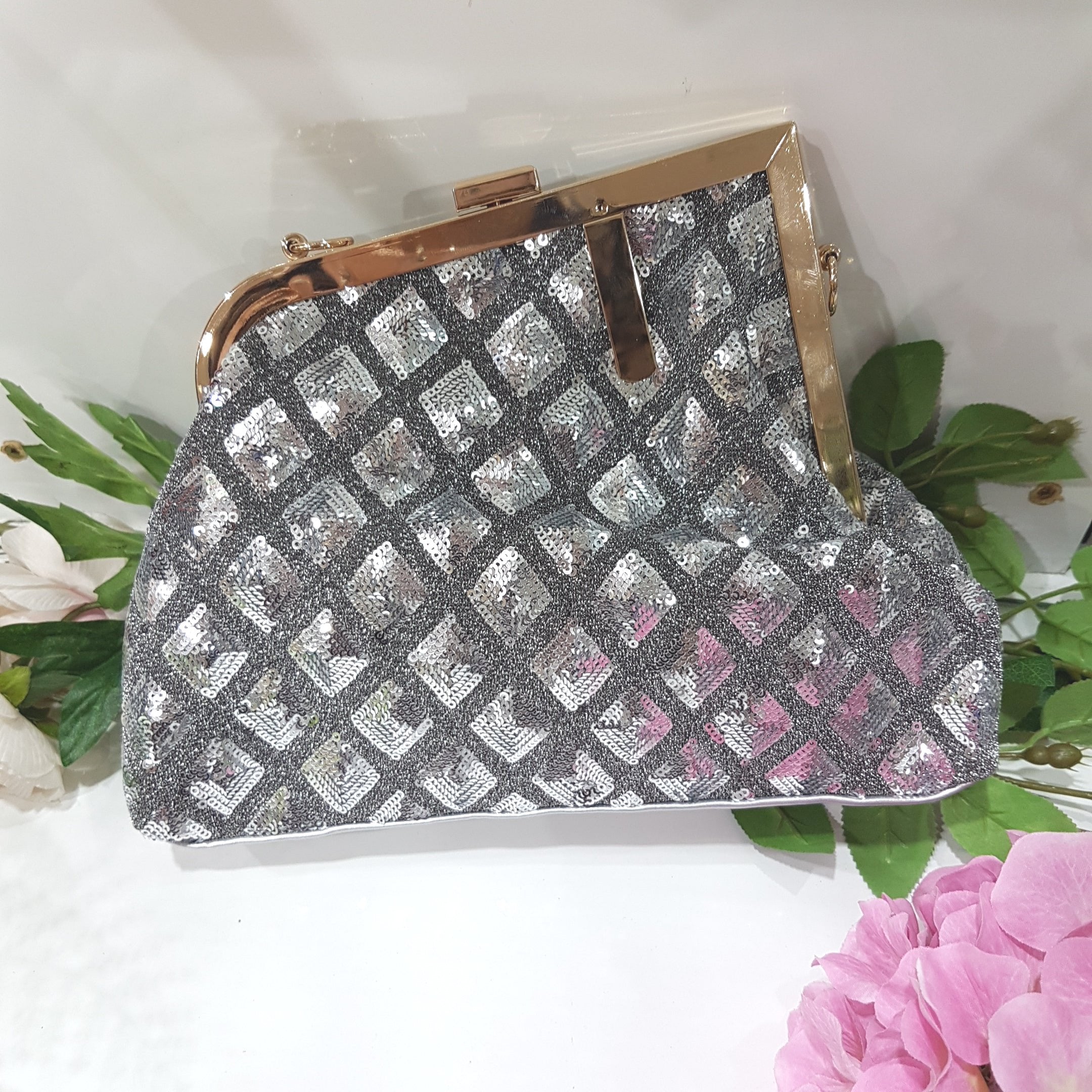 Cocktail Evening Purse with silver detailing. – Bracken Cove Co.