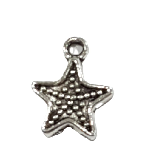 Small Silver Star With Dot Pattern Charm