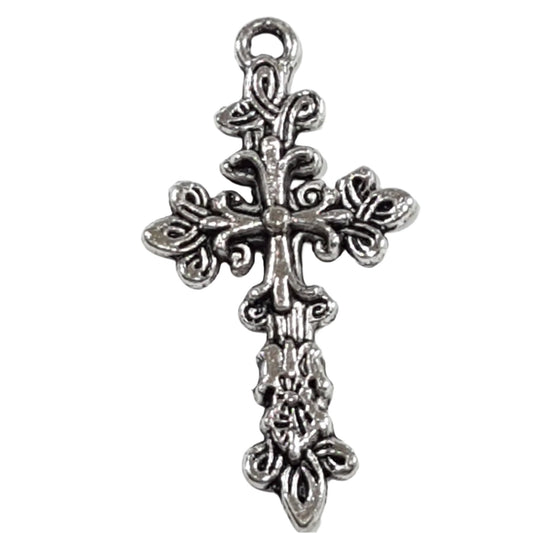 Silver Cross Pendant With Florals