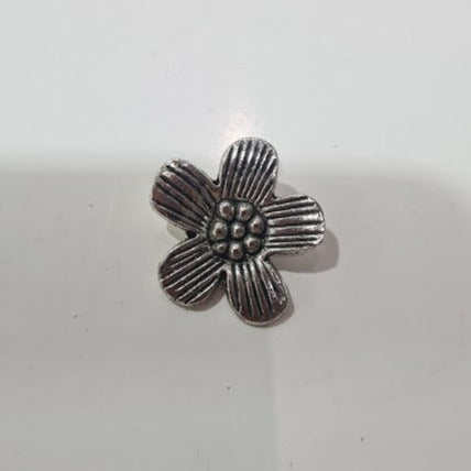 Silver Flower Charm Pendant With Stripy Petals