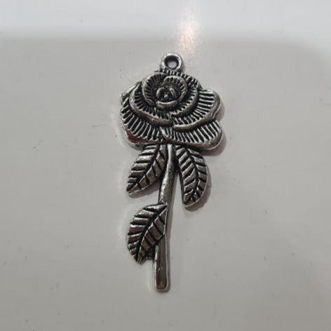 Silver Rose Pendant With Vine.