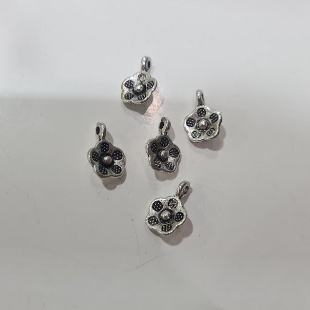 Small Silver Flower Charm