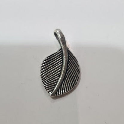 Dark Silver Leaf Charm Pendant