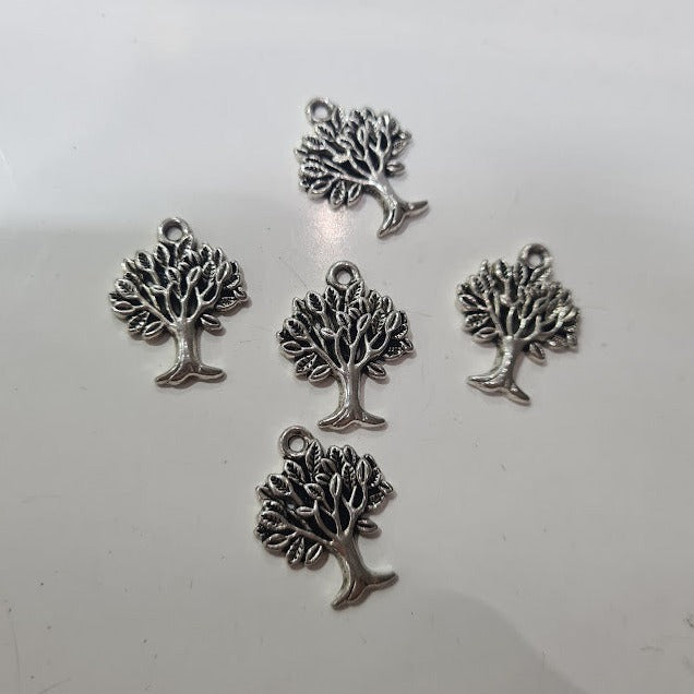 Silver Tree Charm With Leaf Detail