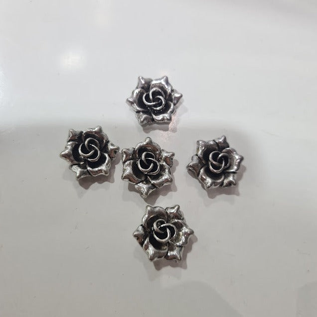 Dark Silver Flower Charm