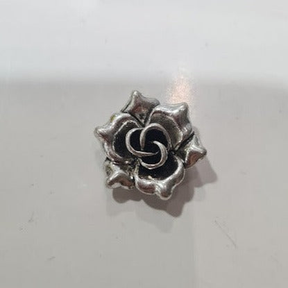 Dark Silver Flower Charm