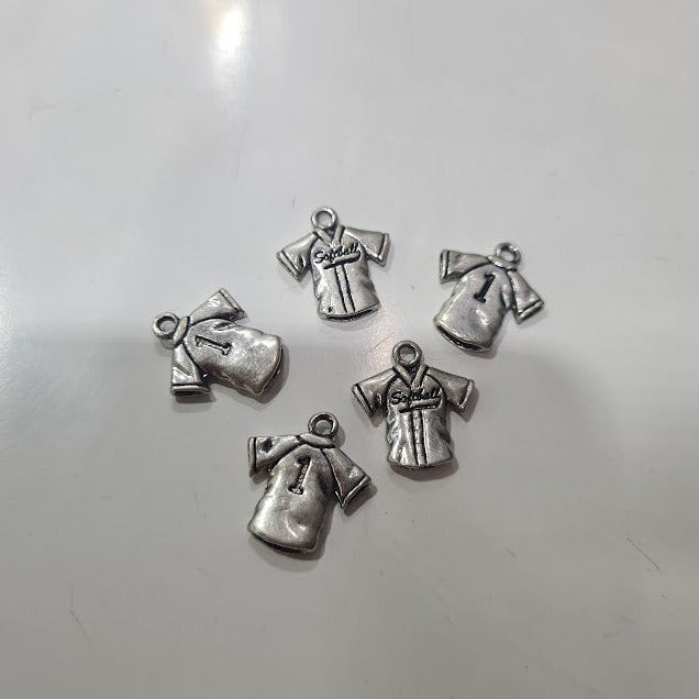 Silver Softball Jersey Shirt Charm